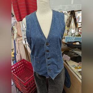 Vintage 1990s Lee Blue Denim Button-Up Vest Top
